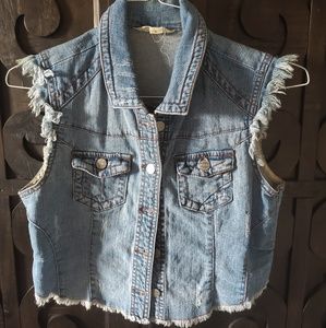 Bullhead Black distressed denim vest